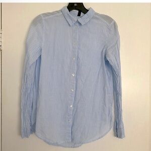 Women's Light Blue Striped Button Down Shirt